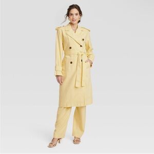 A New Day Women's Button Up Linen Trench Coat Jacket